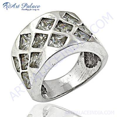 Charming Cubic Zirconia Gemstone Silver Ring