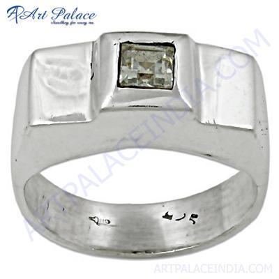 Delicate Cubic Zirconia Gemstone Silver Ring