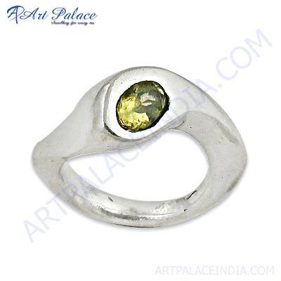 Girls Fashionable Citrine Gemstone Silver Ring