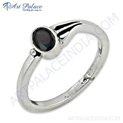 Delicate Gemstone Silver Ring With Black Onyx