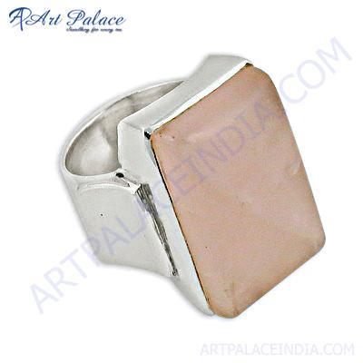 Valuable Rose Quartz Gemstone Sterling Silver Ring