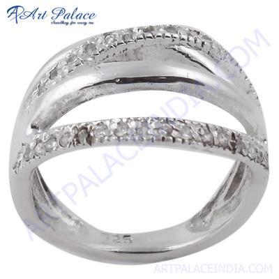 Charming Cubic Zirconia Gemstone New Silver Ring