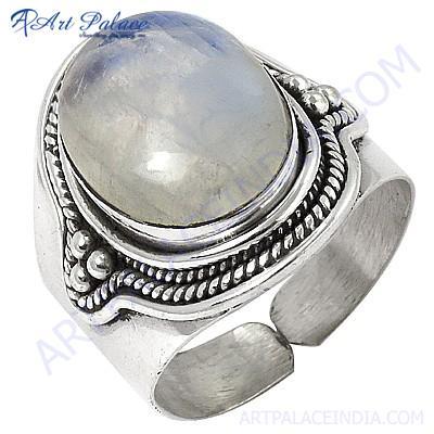 Traditional Designer Rainbow Moonstone Silver Ring