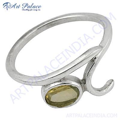 Fashionable Citrine Gemstone Silver Ring