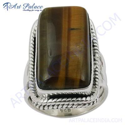 Vintage Tiger Eye Gemstone Sterling Silver Ring