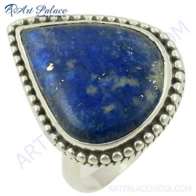 Hot World Big Lapis Lazuli Designer Silver Ring