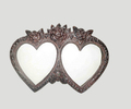 Heart Photo Frame - Metal, Variable Size, Brown Color | Antique Finish, Floral Design, Customizable, Elegant, Lightweight, Photo Protection
