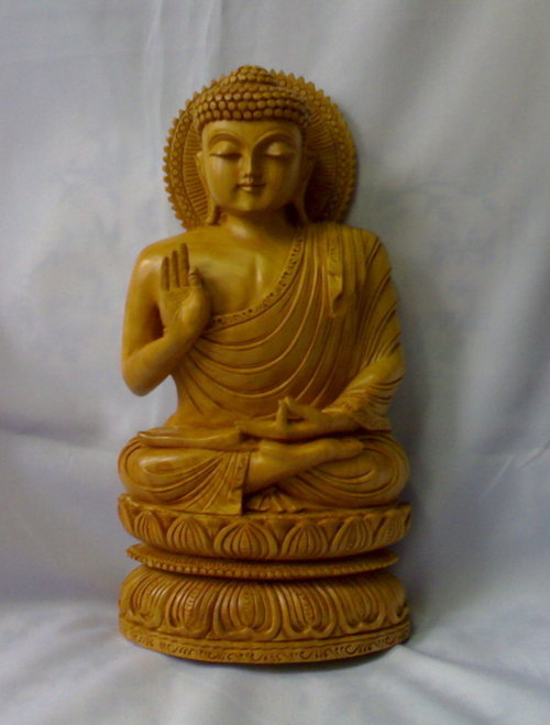 Hand Carved Wooden Buddha Statue