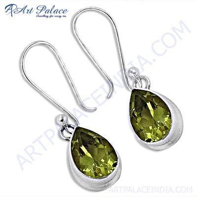New Extra Shine Lemon Quartz Gemstone Silver Earrings