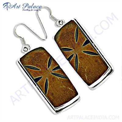 Exclusive Wooden 925 Sterling Silver Earrings