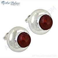 Trendy Sponge Coral Gemstone Silver Earrings