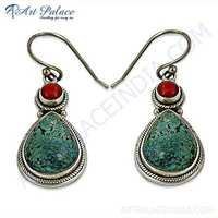 Party Wear Coral & Turquoise Gemstone Earrings