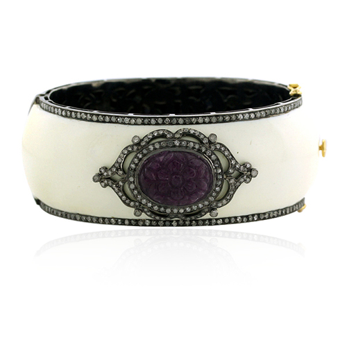 Enamel Bangle Pave Diamond Jewelry