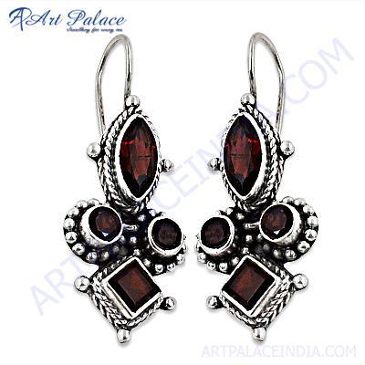 Fastival Designer Jewelry Gemstone Silver Earrings With Garnet