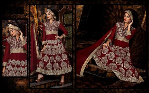 Fashionable Salwar - Velvet, 54 Inches, Maroon | Elegant Design, Sequin & Bead Embroidery, Perfect Fit, Party Wear