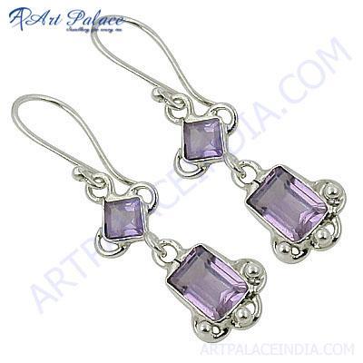 Rady To Wear Amethyst Gemstone Silver Earrings