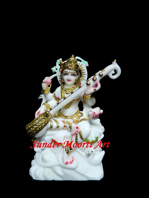 Goddess Marble Saraswati Statue