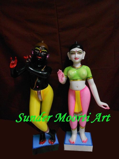 Black Marble Iskcon Radha Krishna Statue