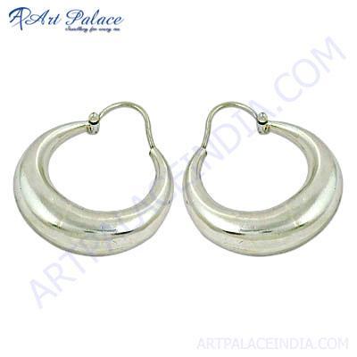 Cool Plain Silver Hoop Earrings