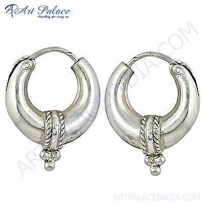 Indian Touch Plain Silver Earrings