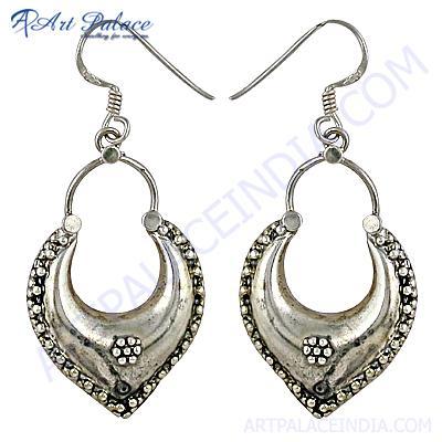 Fancy Plain Silver Ethnic Deisgner Earrings