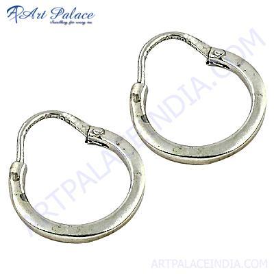 Indian Plain Silver Hoop Earrings