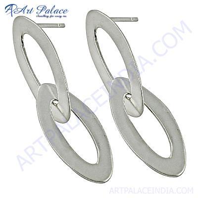New Unique Style Plain Silver Earrings