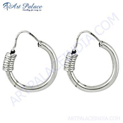 Designer Plain Silver Hoop Earrings