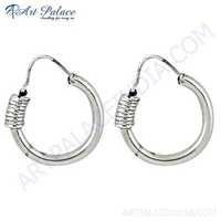 Designer Plain Silver Hoop Earrings