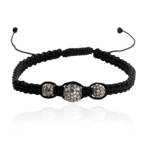 Pave Diamond Beads Macrame Bracelet