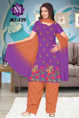 Salwar kameez 139 - Cotton, 54 Inches, Purple | Floral Embroidery, Stylish Design, Perfect Fit, Colorfast