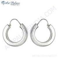 Plain Silver Round Hoop Earrings