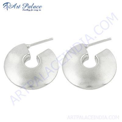 Plain Silver Girls Fashionable Earrings