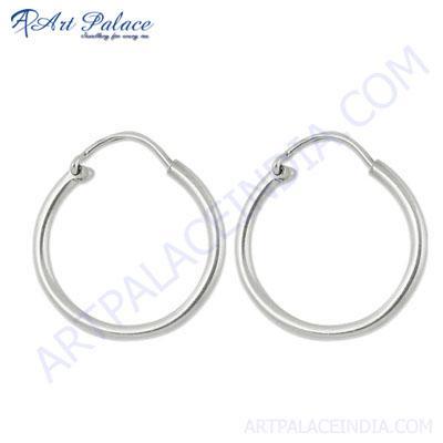 Indian Plain Silver Hoop Earrings