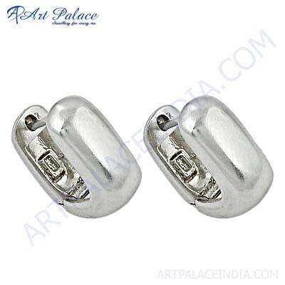 Antique Style Plain Silver Girls Wear Earrings