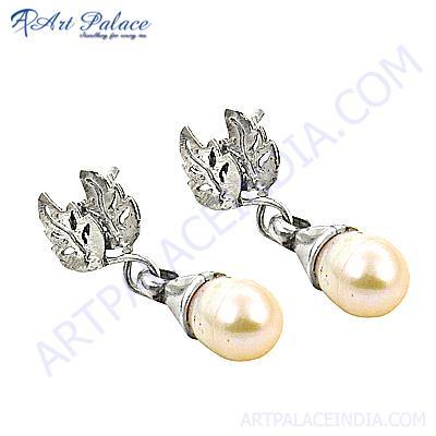 Glamours Pearl Silver Antique Earrings