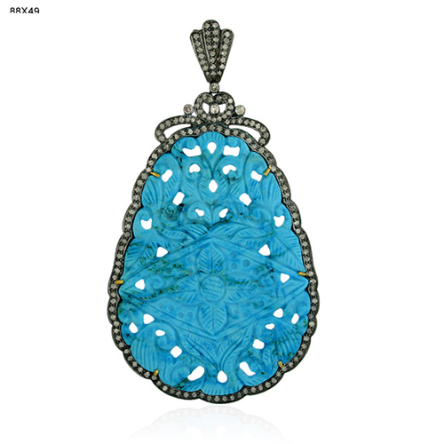 Turquoise Gemstone Carved Pendant