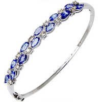 Marquise Cut Blue Tanzanite Half Bangle - 18k White Gold, Anti-allergy, Perfect For Gifts And Parties