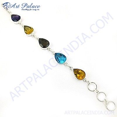 Charming Multi Color Glass German Silver Bracelet