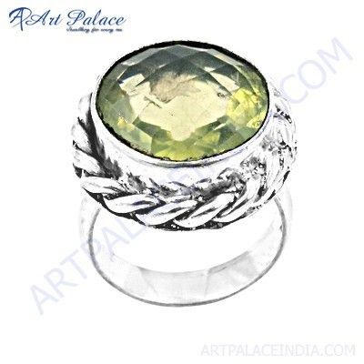 Charming Lemon Quartz Gemstone German Silver Jewelry Rings