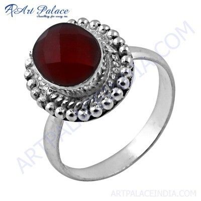 Truly Designer Carnelian Gemstone German Silver Rings