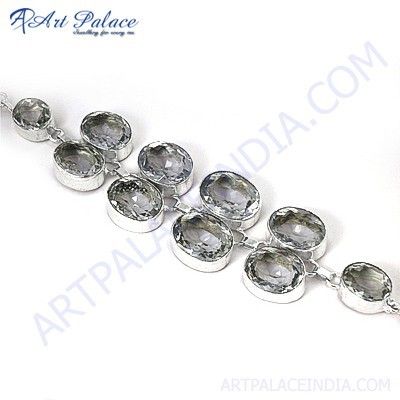 Trendy Charm Crystal Gemstone German Silver Bracelet