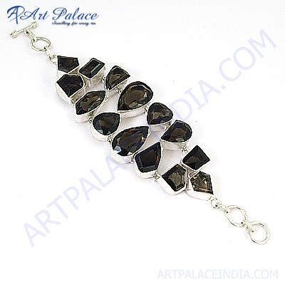 Hot Sale Fashion Smokey Quartz German Silver Bracelet