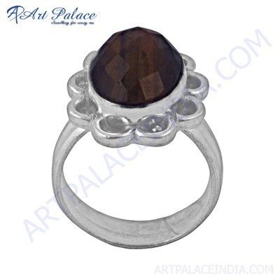 Delicate Tiger Eye Gemstone German Silver Designer Ring
