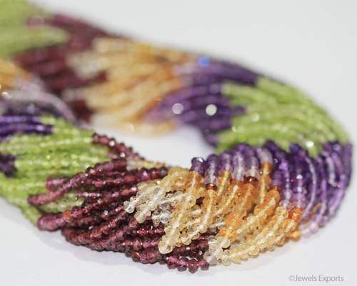 13 Inches - 2.5mm - Natural Shaded Multi Gemstones Micro Faceted Roundel Beads Strand