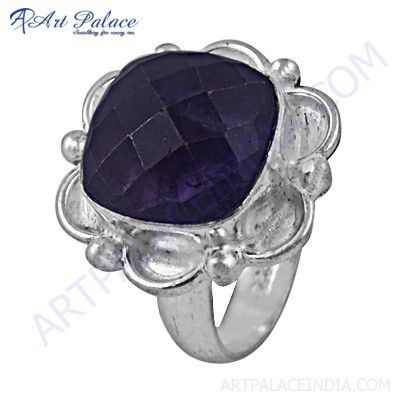 Traditional Designer Amethyst Gemstone German Silver Ring