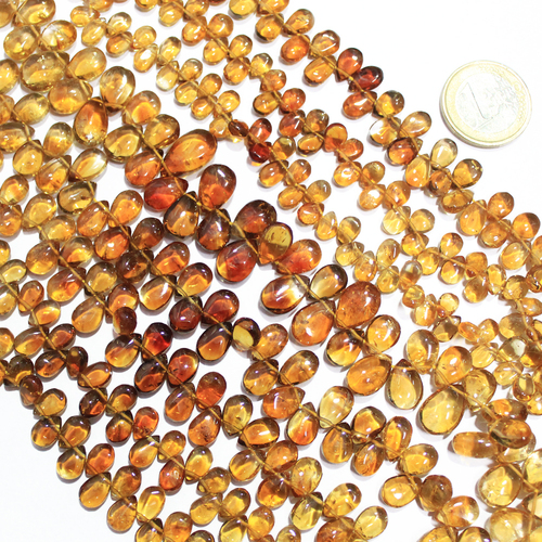 14 Inches 6-7mm Natural Shaded Citrine Smooth Polished Pear Drops Beads