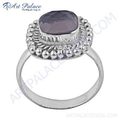 oyal Party Wear Designer Rose Quartz Gemstone German Silver Rings