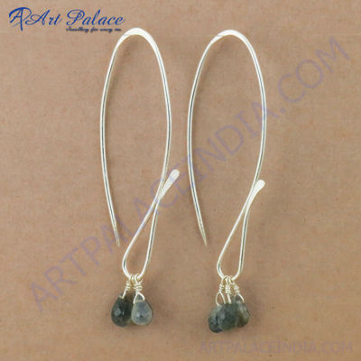 Gracious Fashion Labradorite Gemstone Silver Earrings, 925 Sterling Silver Beaded Jewelry