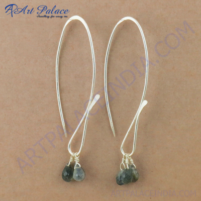Gracious Fashion Labradorite Gemstone Silver Earrings, 925 Sterling Silver Beaded Jewelry